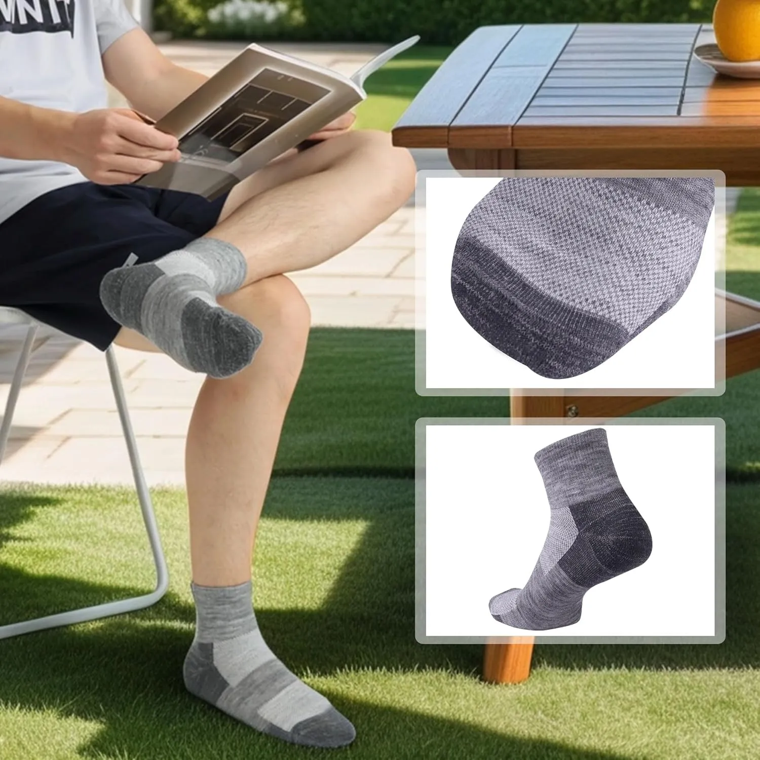 90% Merino Wool Socks for Men Women, Soft Thin Ankle Socks for Athletic Running Hiking Cycling 3 Pairs