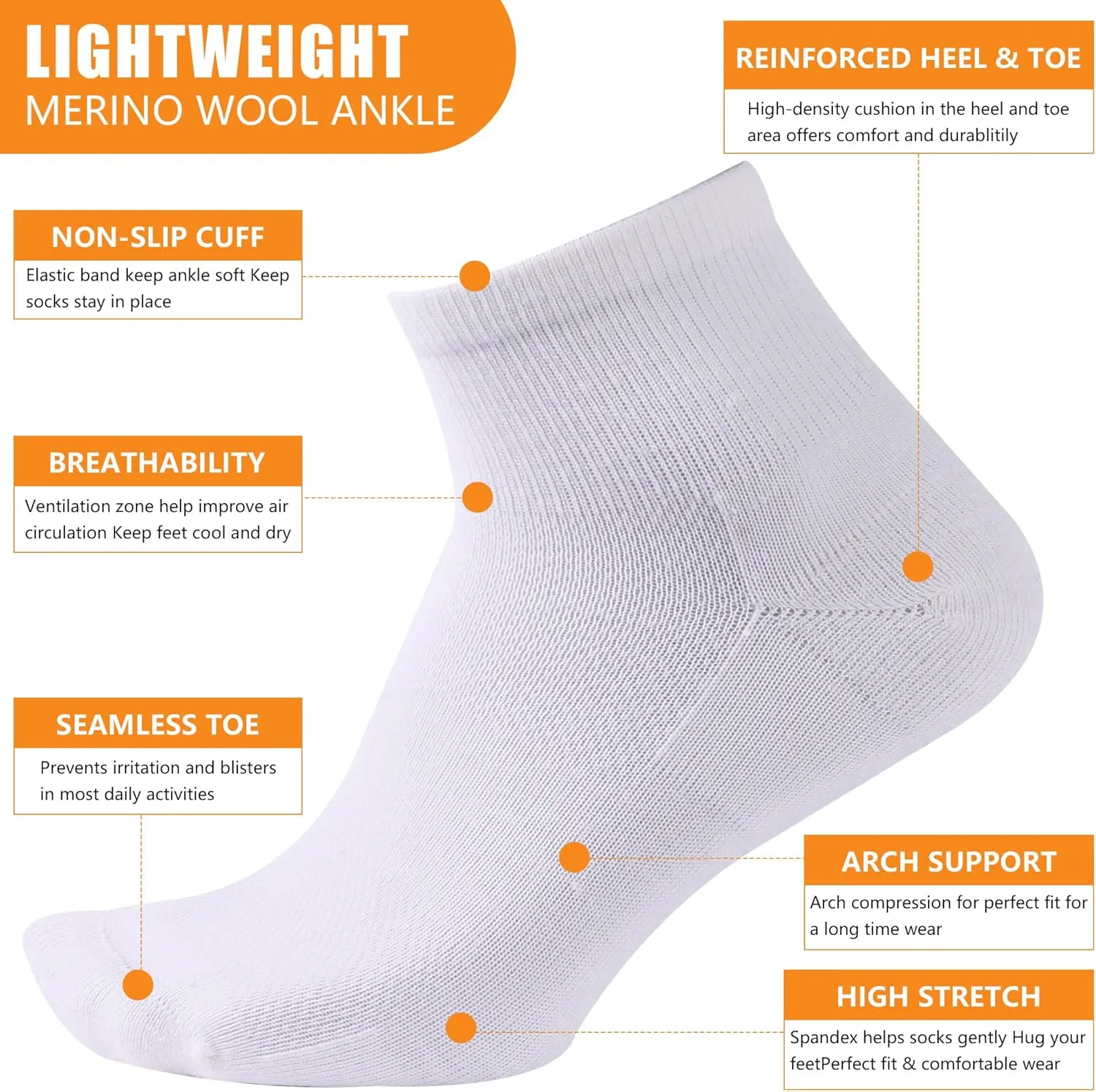 90% Merino Wool Socks for Men Women, Soft Thin Ankle Socks for Athletic Running Hiking Cycling 3 Pairs
