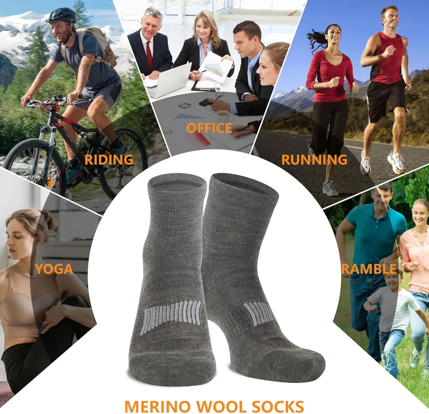90% Merino Wool Socks for Men Women, Soft Thin Ankle Socks for Athletic Running Hiking Cycling 3 Pairs