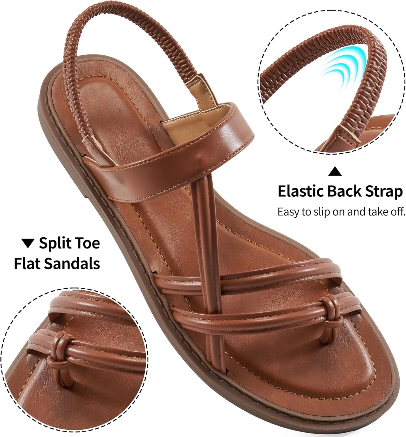 Ablanczoom Flat Sandals for Women Comfortable: Dressy Womens Flats Shoes with Ankle Strap Summer Beach Gladiator Sandal