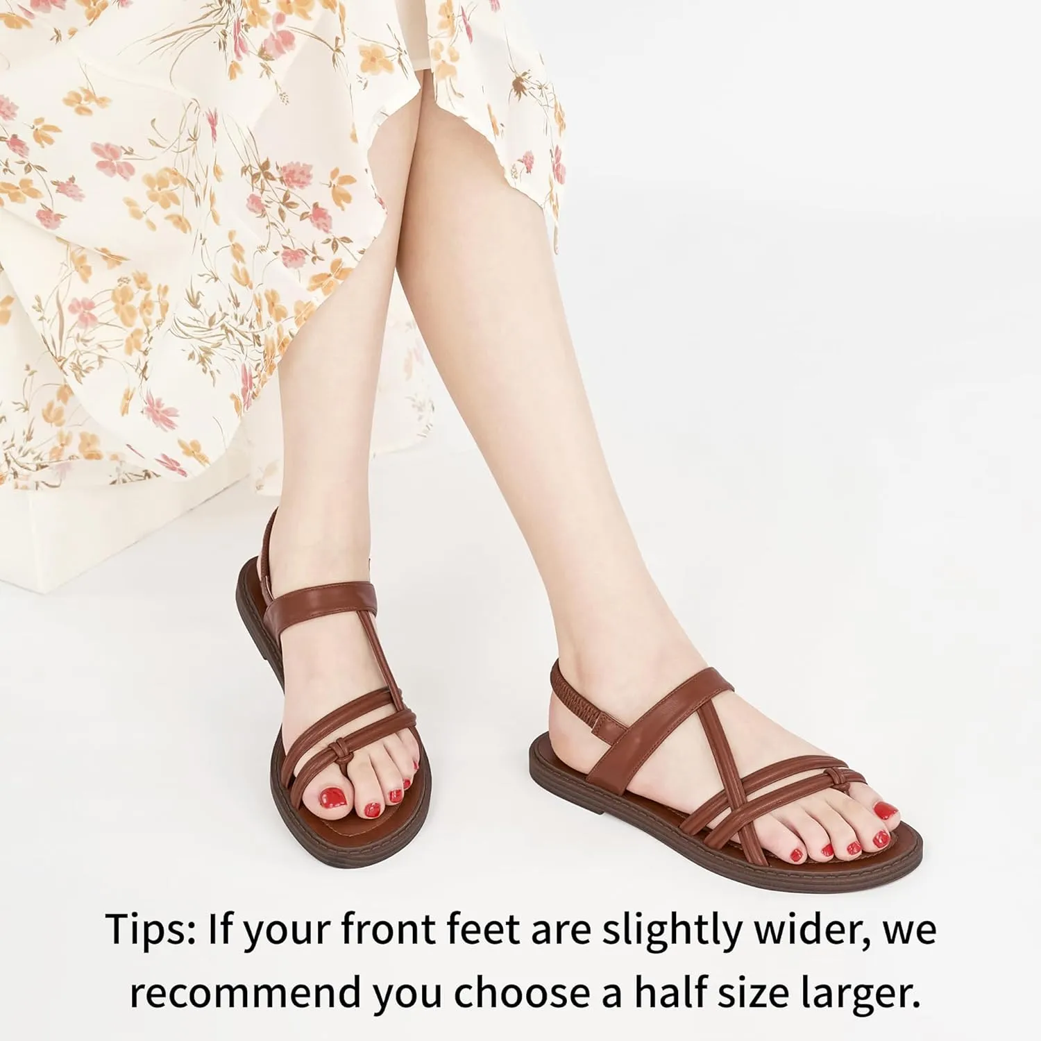 Ablanczoom Flat Sandals for Women Comfortable: Dressy Womens Flats Shoes with Ankle Strap Summer Beach Gladiator Sandal