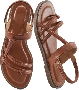 Ablanczoom Flat Sandals for Women Comfortable: Dressy Womens Flats Shoes with Ankle Strap Summer Beach Gladiator Sandal