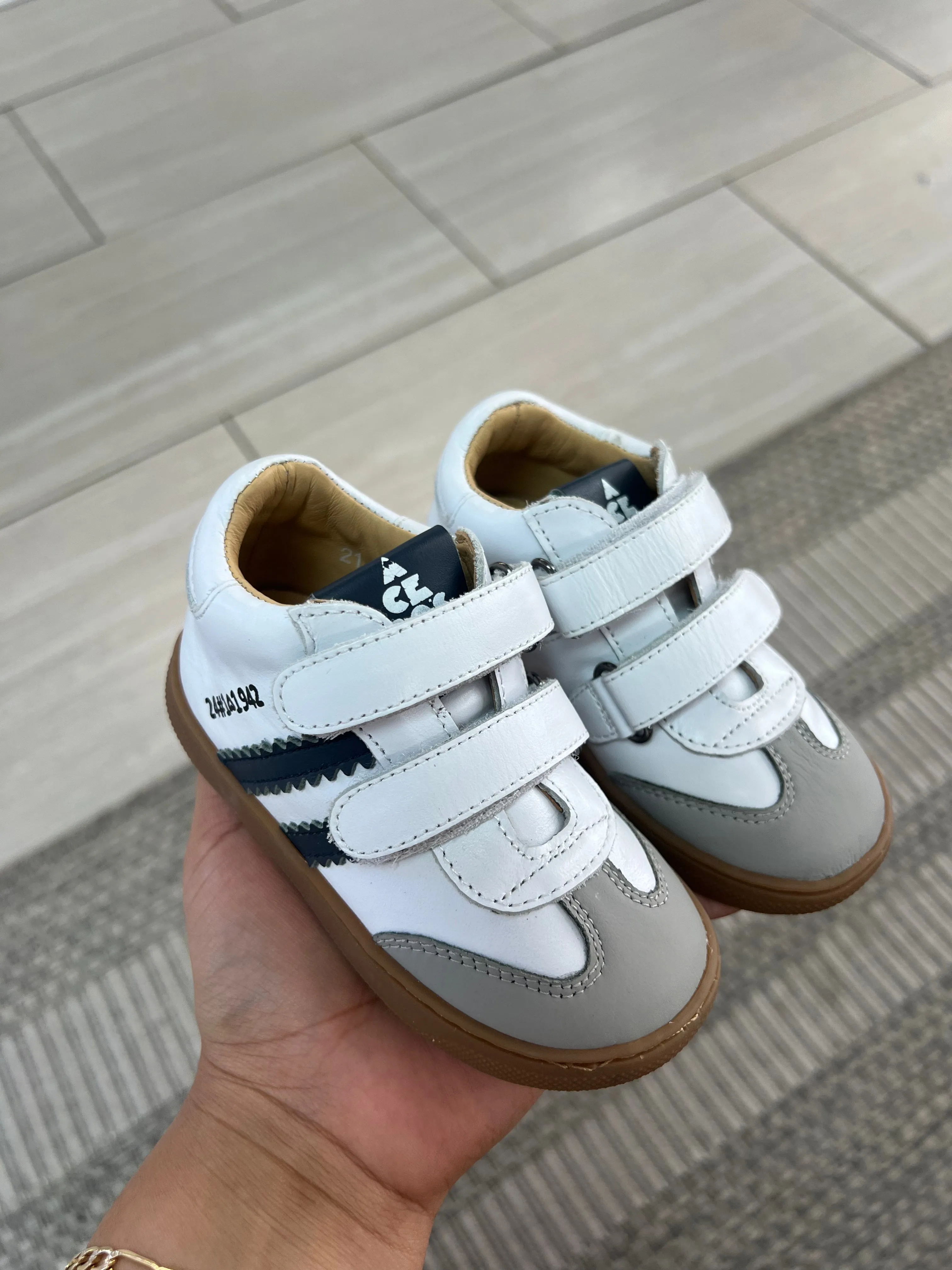 Acebos White Stripe Velcro Baby Sneaker