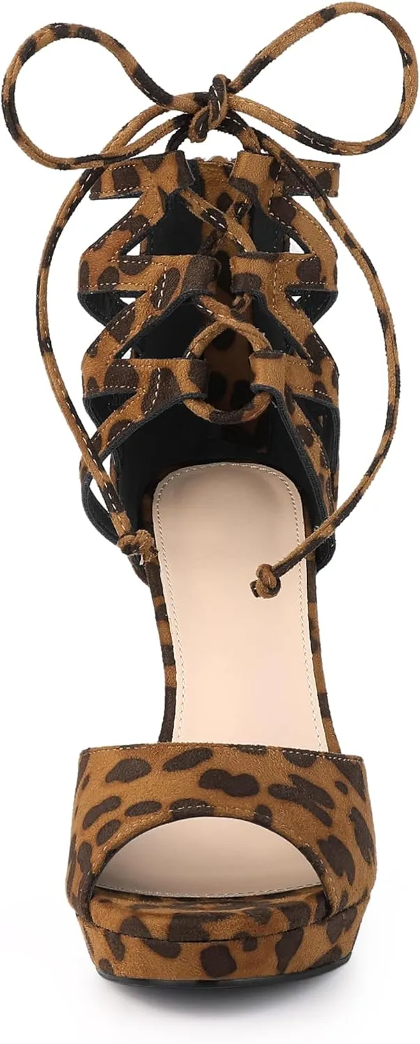 Allegra K Women's Platform Gladiator Strappy Open Toe Stiletto High Heel Sandals