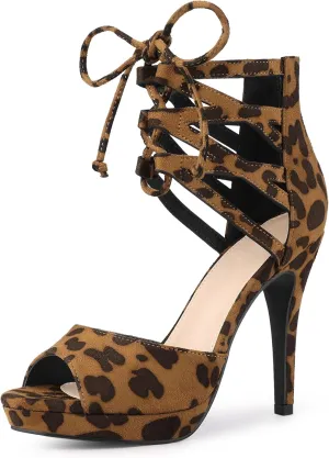 Allegra K Women's Platform Gladiator Strappy Open Toe Stiletto High Heel Sandals