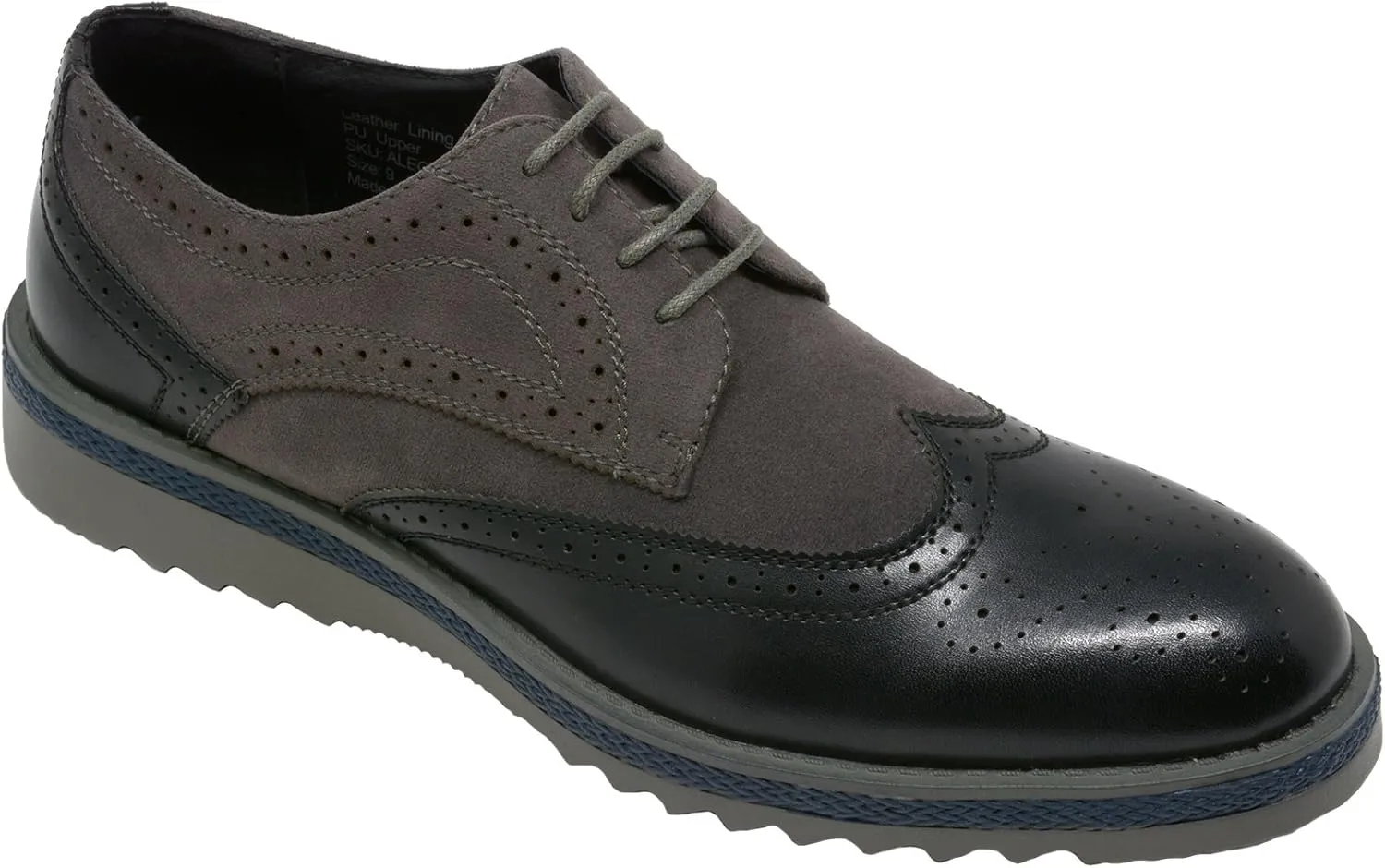Alpine Swiss ALEC Mens Ripple Sole Wingtip Shoes Leather Lining & Insole - Runs 1 Size Big