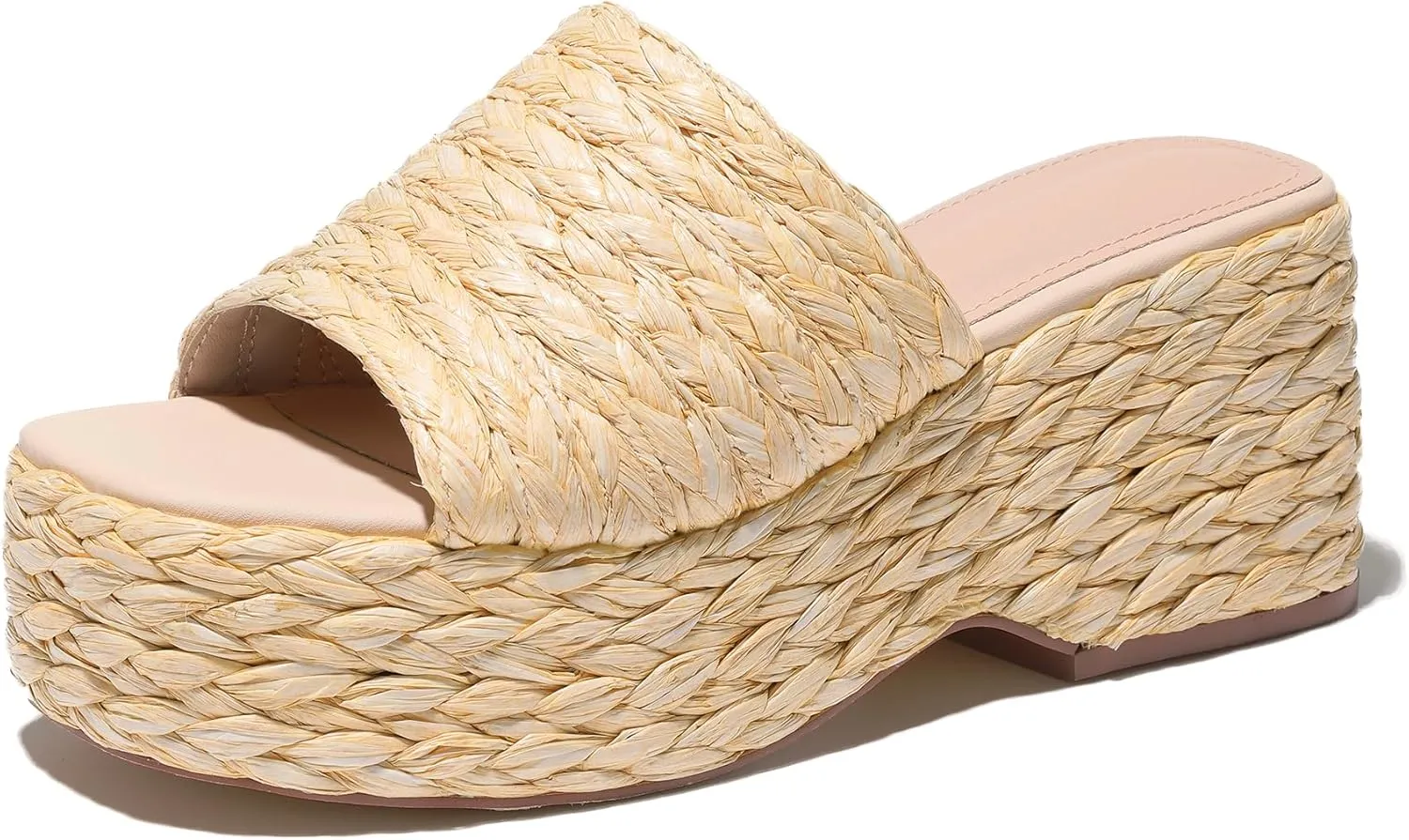 Ancomafio Platform Espadrille Sandals for Women，Platform Slip on Wedges Slides Bohemia Sandals Flatform Open Toe Beach Sandals Outdoor