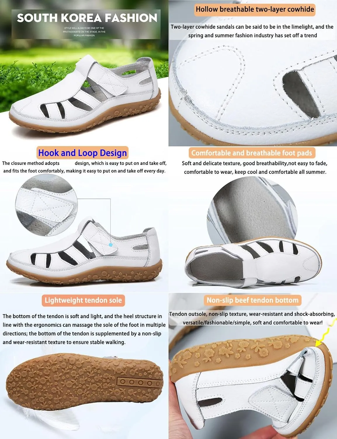 AngryMonkey Women's Casual Boho Gladiator Sandals,Summer Leather Comfort Softsole Closed Toe Ankle Strap Beach Shoes