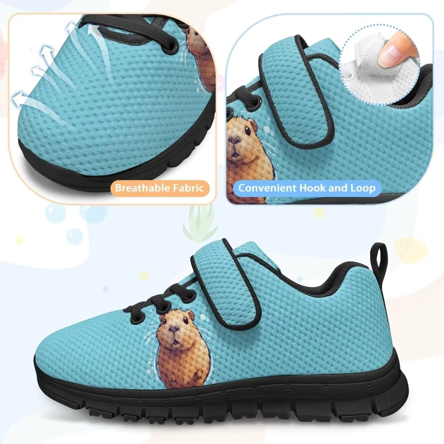 Animal Print Shoes for Kids Girls One Strap Tennis Sneakers Mesh Running Shoes Lightweight Athletic Shoes