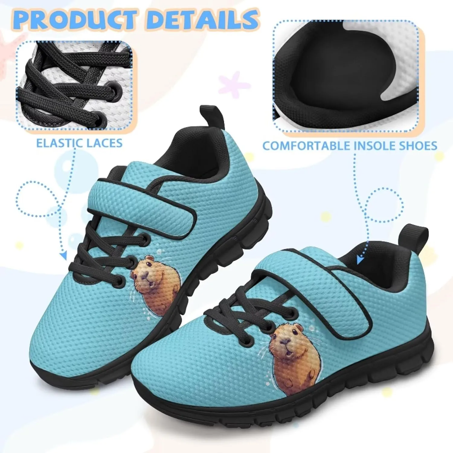 Animal Print Shoes for Kids Girls One Strap Tennis Sneakers Mesh Running Shoes Lightweight Athletic Shoes