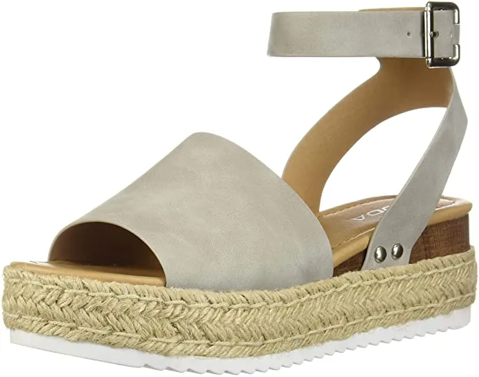 Ankle US, Topic Holiday special Gray Toe Strap Gray Soda (7 Flatform Espadrilles Wedge Rich variety Sandals Open Nubuck) M Studded