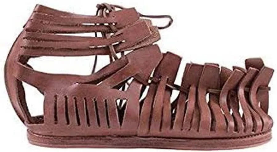 AnNafi Mens Gladiator Leather Sandal | Roman Centurian Brown Caligae|Medieval Greek Soldier Sandles| Ancient Costume Footwear