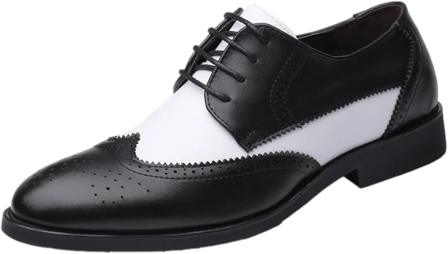ANUFER Men's Elegant Wingtip Brogue Spectator Shoes Patchwork Derby Lace Up Dress Shoes