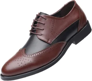 ANUFER Men's Elegant Wingtip Brogue Spectator Shoes Patchwork Derby Lace Up Dress Shoes