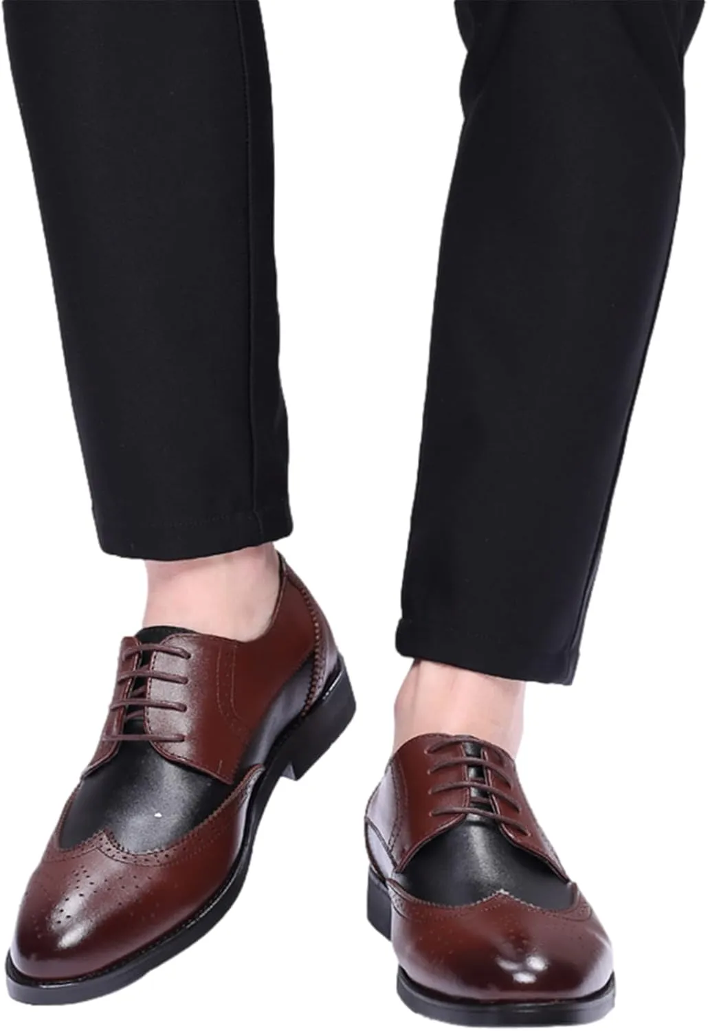 ANUFER Men's Elegant Wingtip Brogue Spectator Shoes Patchwork Derby Lace Up Dress Shoes