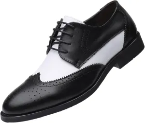 ANUFER Men's Elegant Wingtip Brogue Spectator Shoes Patchwork Derby Lace Up Dress Shoes