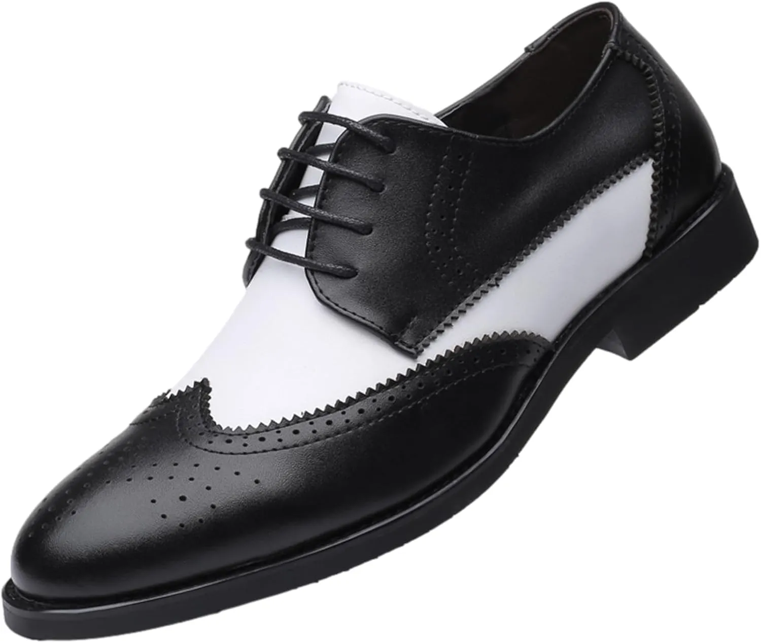 ANUFER Men's Elegant Wingtip Brogue Spectator Shoes Patchwork Derby Lace Up Dress Shoes