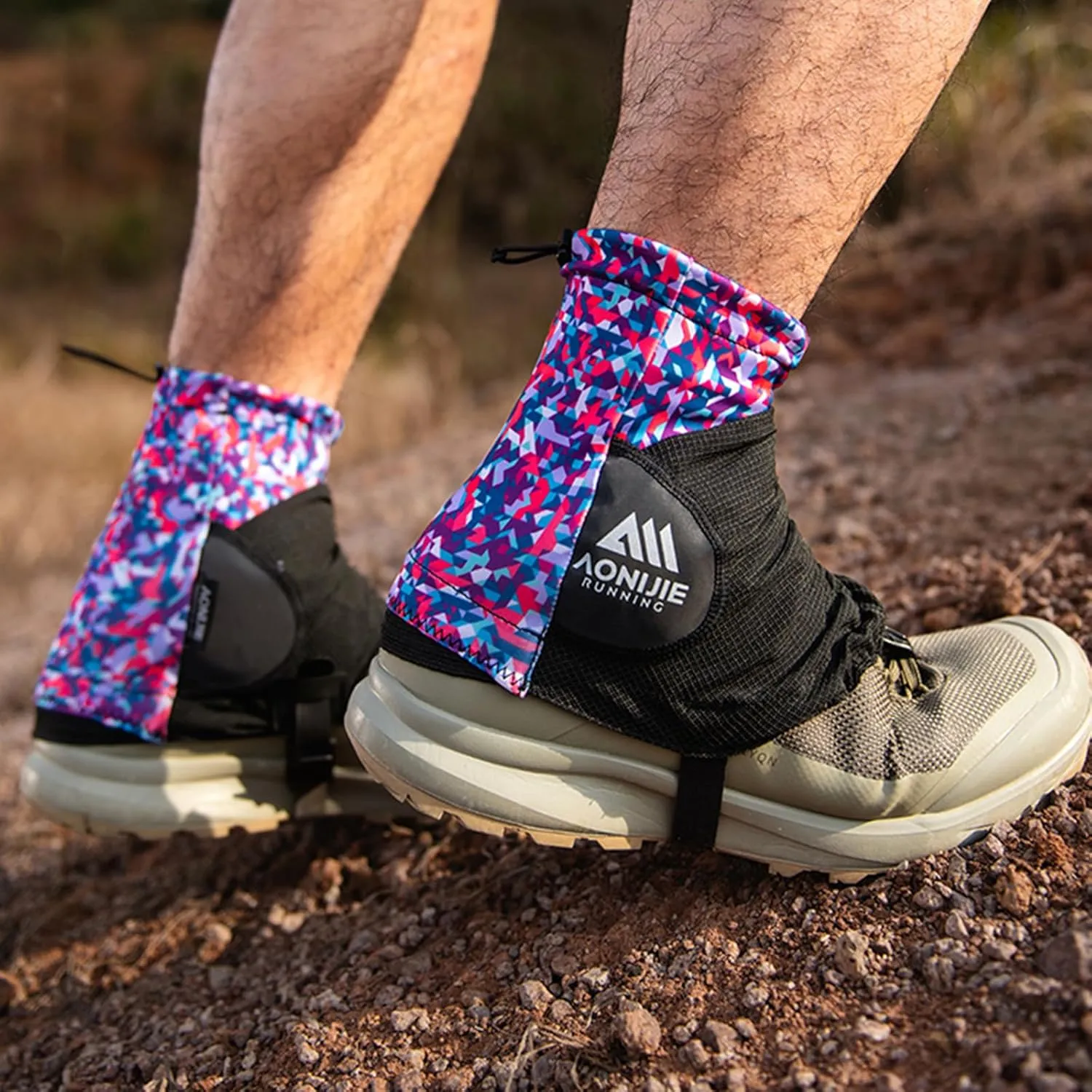 AONIJIE Low Trail Gaiters Reflective Ankle Gators Protective Shoe Covers with UV Protection & Breathable & Sand Prevention for Triathlon Marathon Hiking