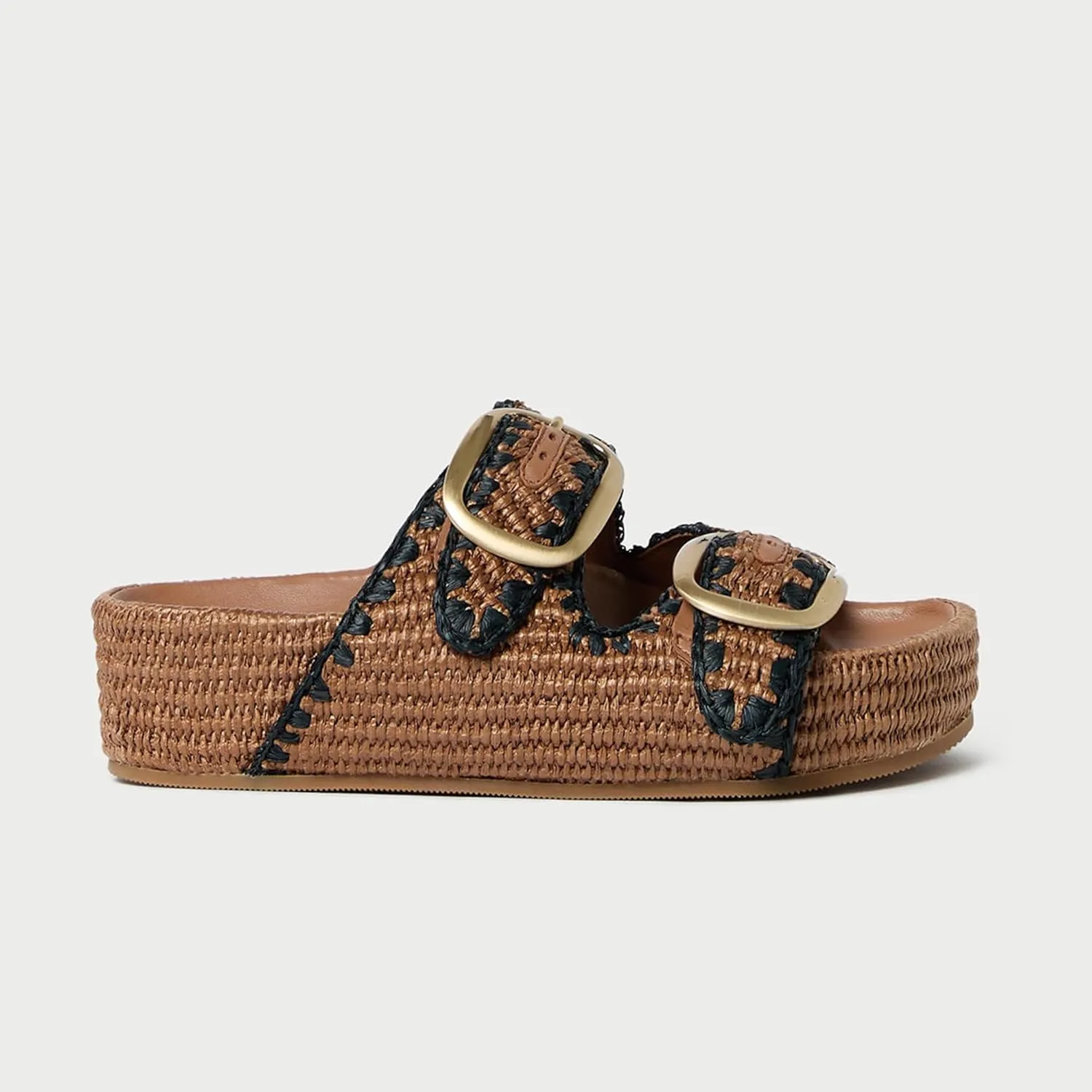 Arqa Raffia Platform Sandals for Women Open Toe Natural Straw Footbed Slides Comfortable Casual Adjustable Buckle Strap Woven Flatform Sandal Summer Beach Wedge Heel Slippers
