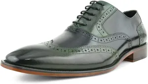 Asher Green AG100 - Men's Dress Shoes - Genuine Calf Leather Wingtip Oxfords - Two Tone and Multi Tone Mens Dress Shoes