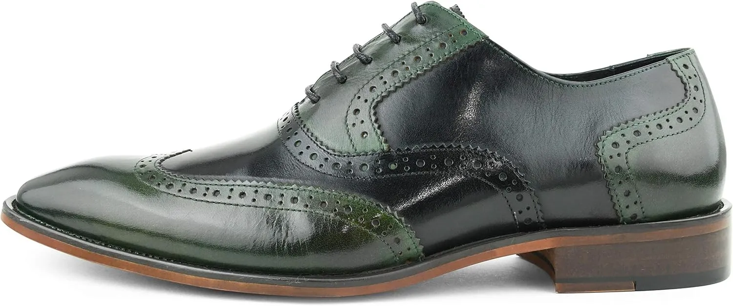 Asher Green AG100 - Men's Dress Shoes - Genuine Calf Leather Wingtip Oxfords - Two Tone and Multi Tone Mens Dress Shoes