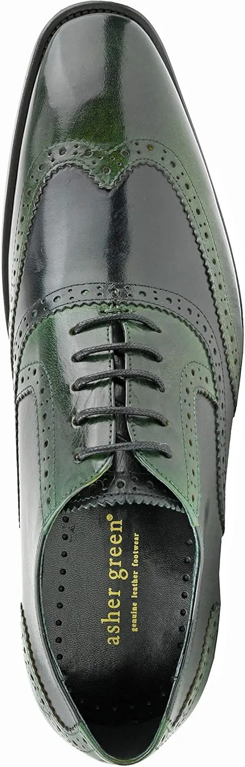 Asher Green AG100 - Men's Dress Shoes - Genuine Calf Leather Wingtip Oxfords - Two Tone and Multi Tone Mens Dress Shoes