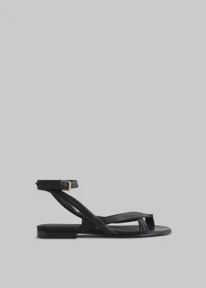 Asymmetric Toe Ring Gladiator Sandal - Black