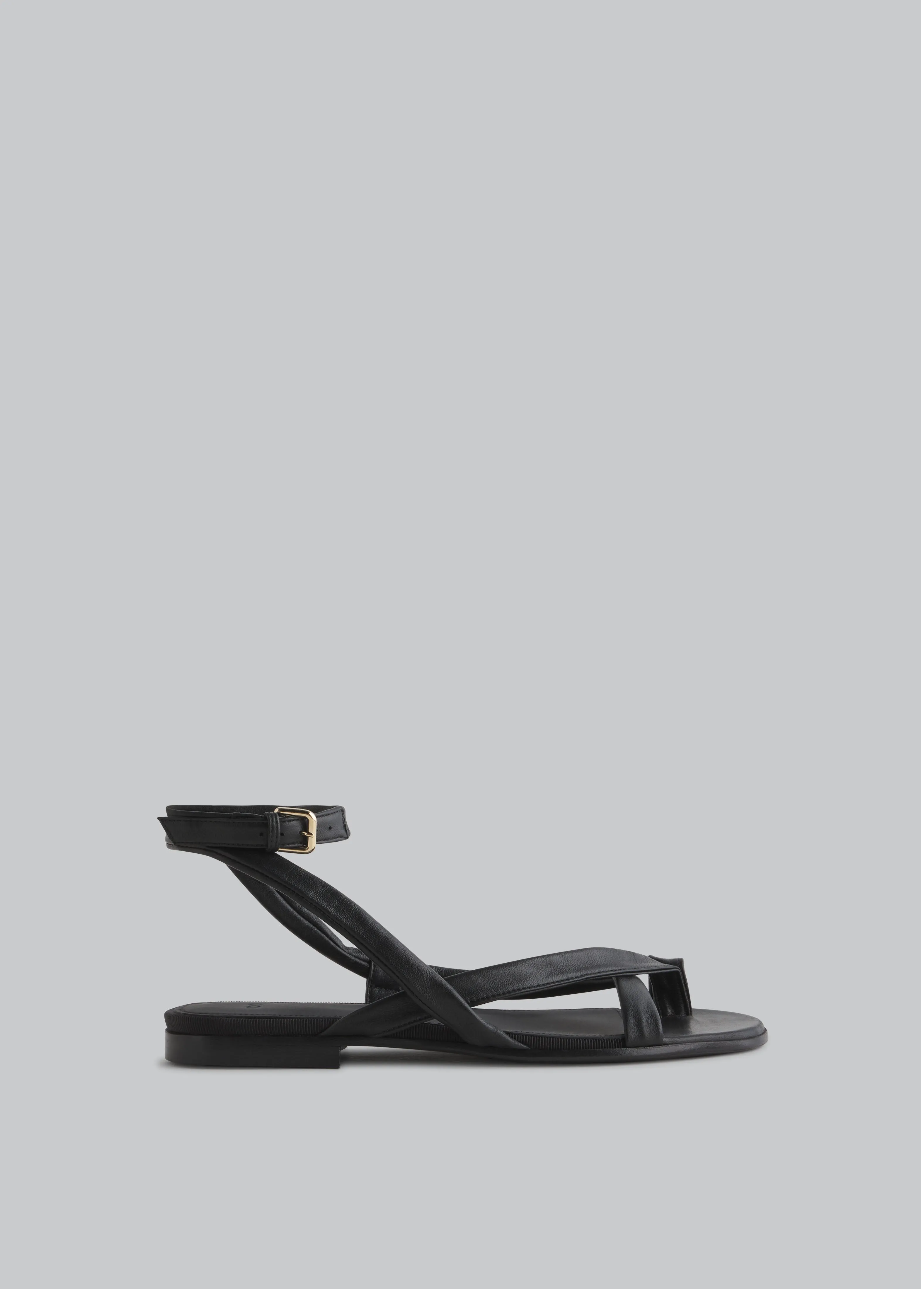 Asymmetric Toe Ring Gladiator Sandal - Black