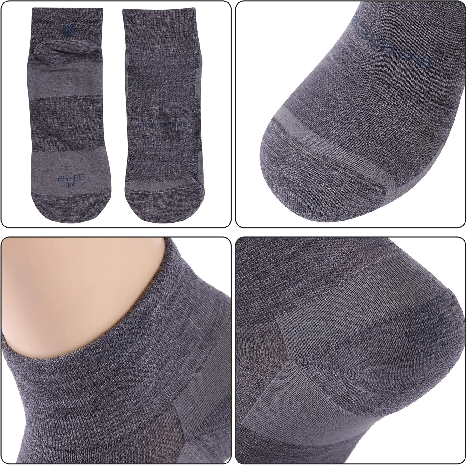 Athletic Running Socks, ZEALWOOD Unisex Merino Wool Anti-blister Cushion Hiking Socks,1/3 Pairs