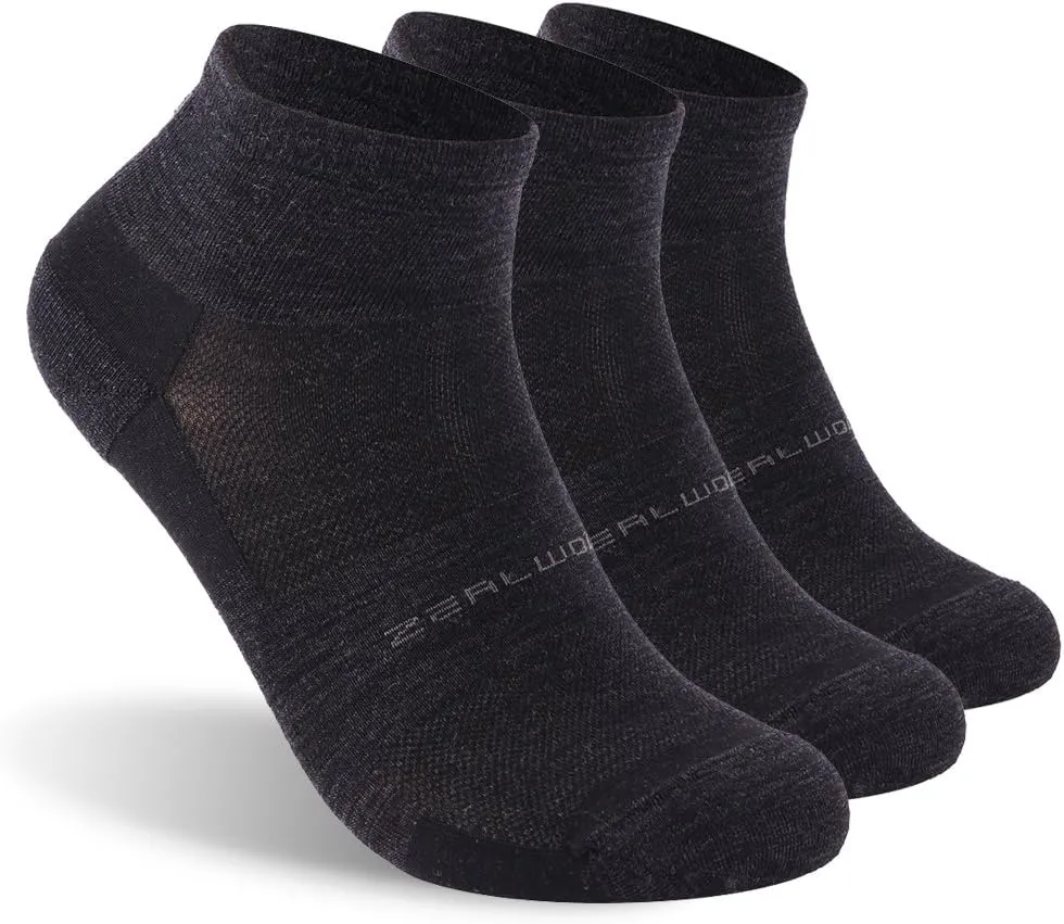 Athletic Running Socks, ZEALWOOD Unisex Merino Wool Anti-blister Cushion Hiking Socks,1/3 Pairs