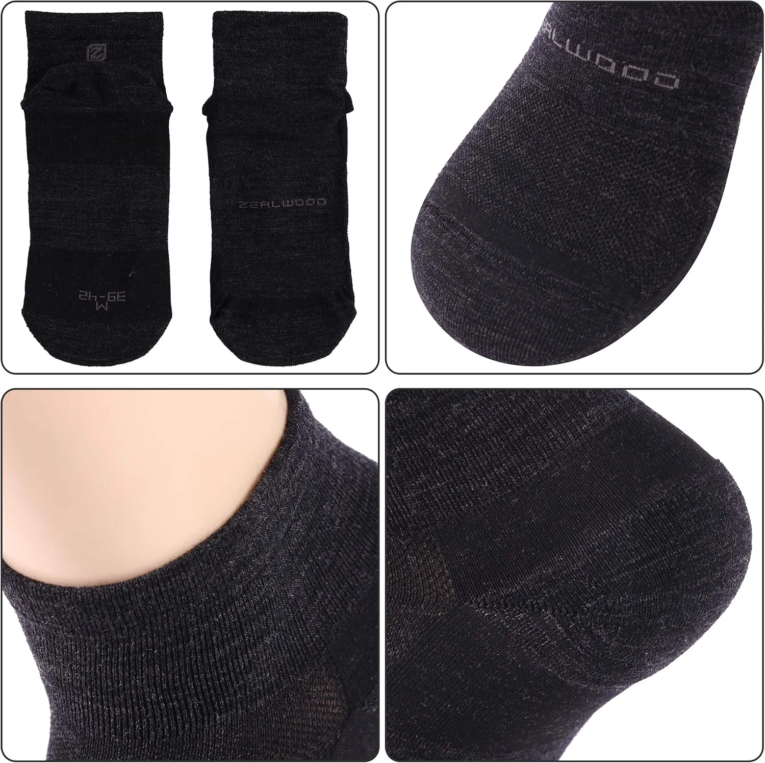 Athletic Running Socks, ZEALWOOD Unisex Merino Wool Anti-blister Cushion Hiking Socks,1/3 Pairs