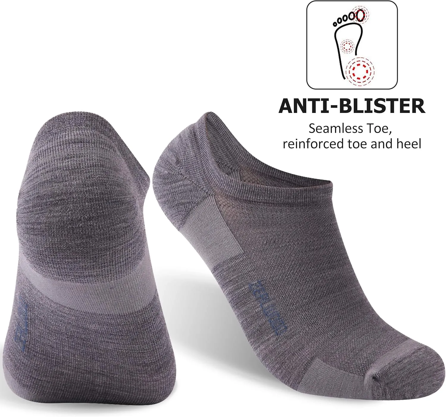 Athletic Running Socks, ZEALWOOD Unisex Merino Wool Anti-blister Cushion Hiking Socks,1/3 Pairs
