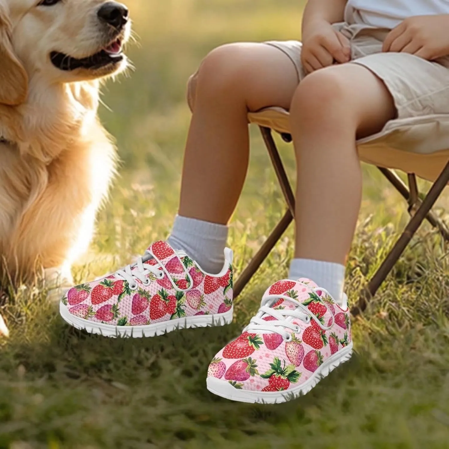Athletic Sneaker for Boys,Girls Non-Slip Mesh Sneakers with White Sole,Children's Single Buckle Sneakers as Gifts