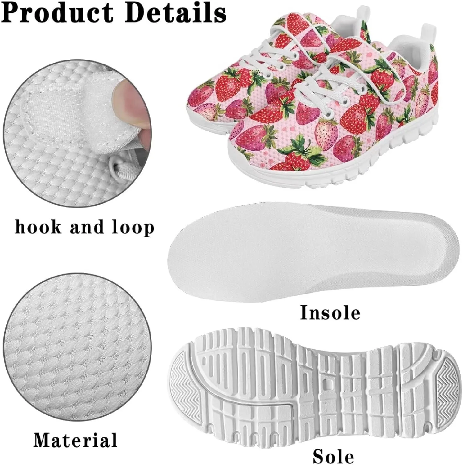 Athletic Sneaker for Boys,Girls Non-Slip Mesh Sneakers with White Sole,Children's Single Buckle Sneakers as Gifts