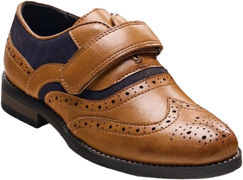 Baby Boys Suede-Leather Wingtip Brogue Oxford Shoes for Weddings & Special Occasions