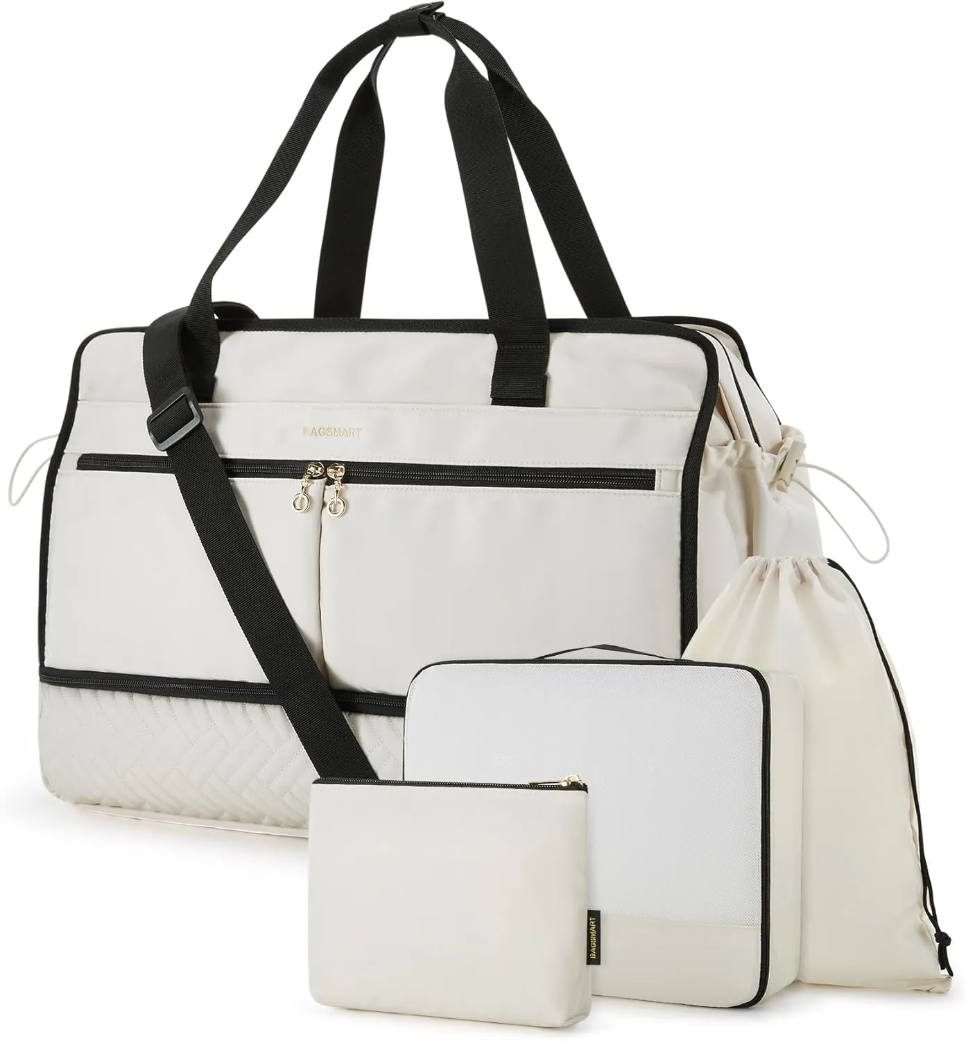BAGSMART Women's 40L Weekender Travel Duffel Gym Bag with Shoe Compartment, Carry on Overnight Bag