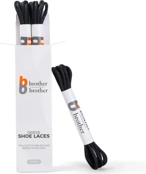 BB BROTHER BROTHER Dress Shoe Laces (3 Pairs) Round Waxed 100% Cotton Oxford Shoelaces