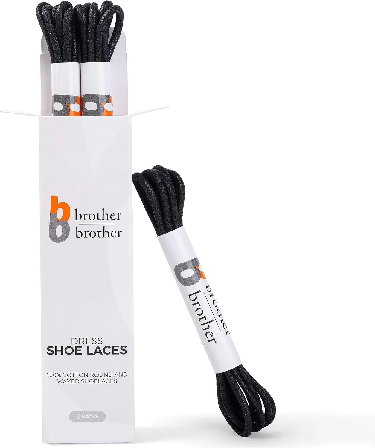 BB BROTHER BROTHER Dress Shoe Laces (3 Pairs) Round Waxed 100% Cotton Oxford Shoelaces