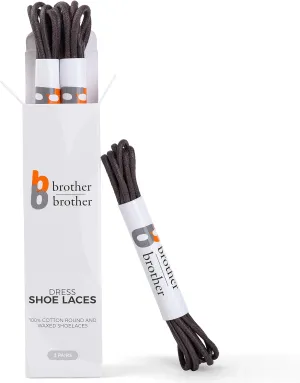 BB BROTHER BROTHER Dress Shoe Laces (3 Pairs) Round Waxed 100% Cotton Oxford Shoelaces