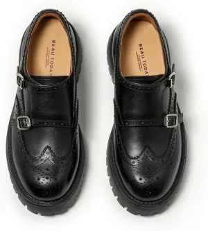 BEAU TODAY Chunky Loafers for Women, Women’s Leather Platform Loafers, Lug Sole Tassel Slip On Loafers Shoes Brogues Wingtip Casual Business Shoes Comfortable Dressy