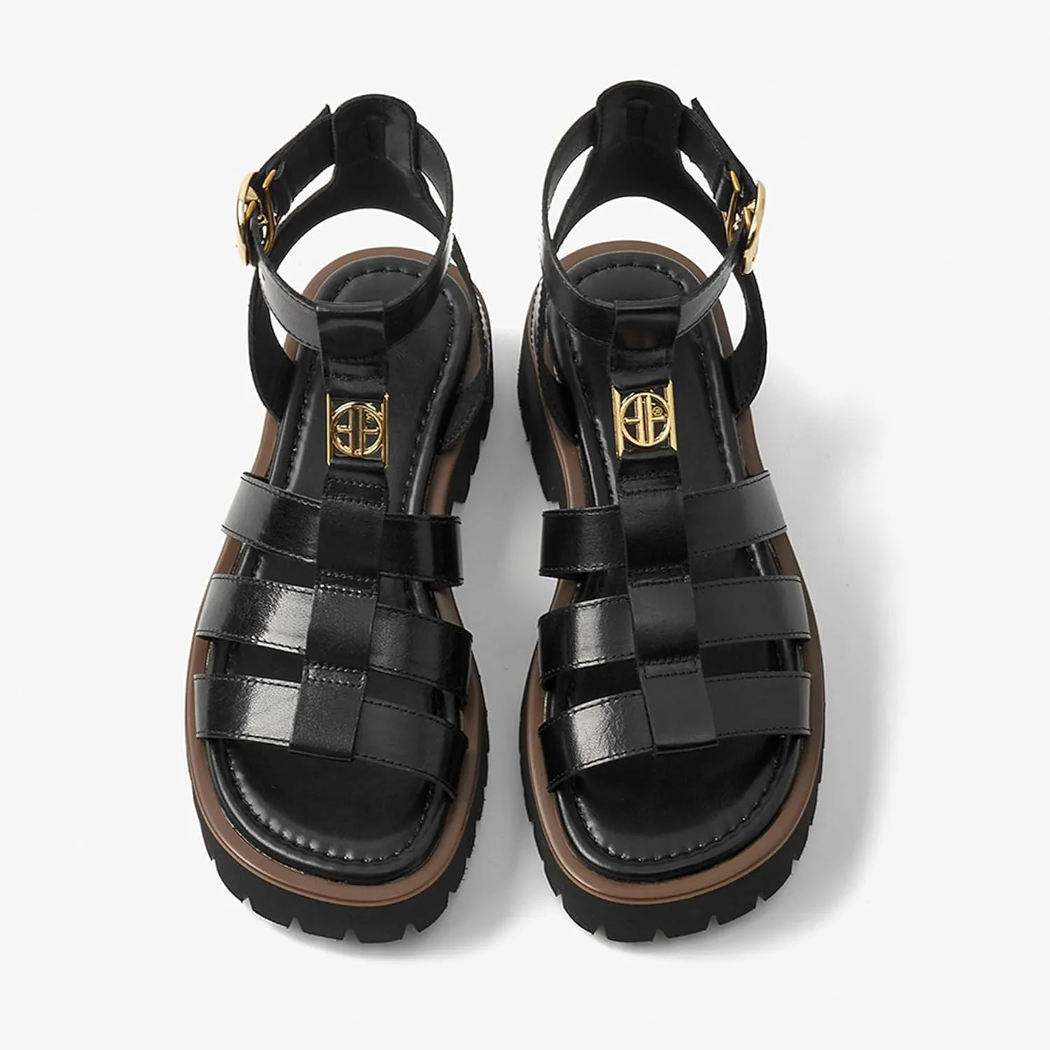 BEAU TODAY Women's Platform Fisherman Sandals, Chunky Gladiator Sandals for Women, Casual Open Toe Leather Sandals, Comfortable Lightweight Dressy Sandals with Ankle Buckle