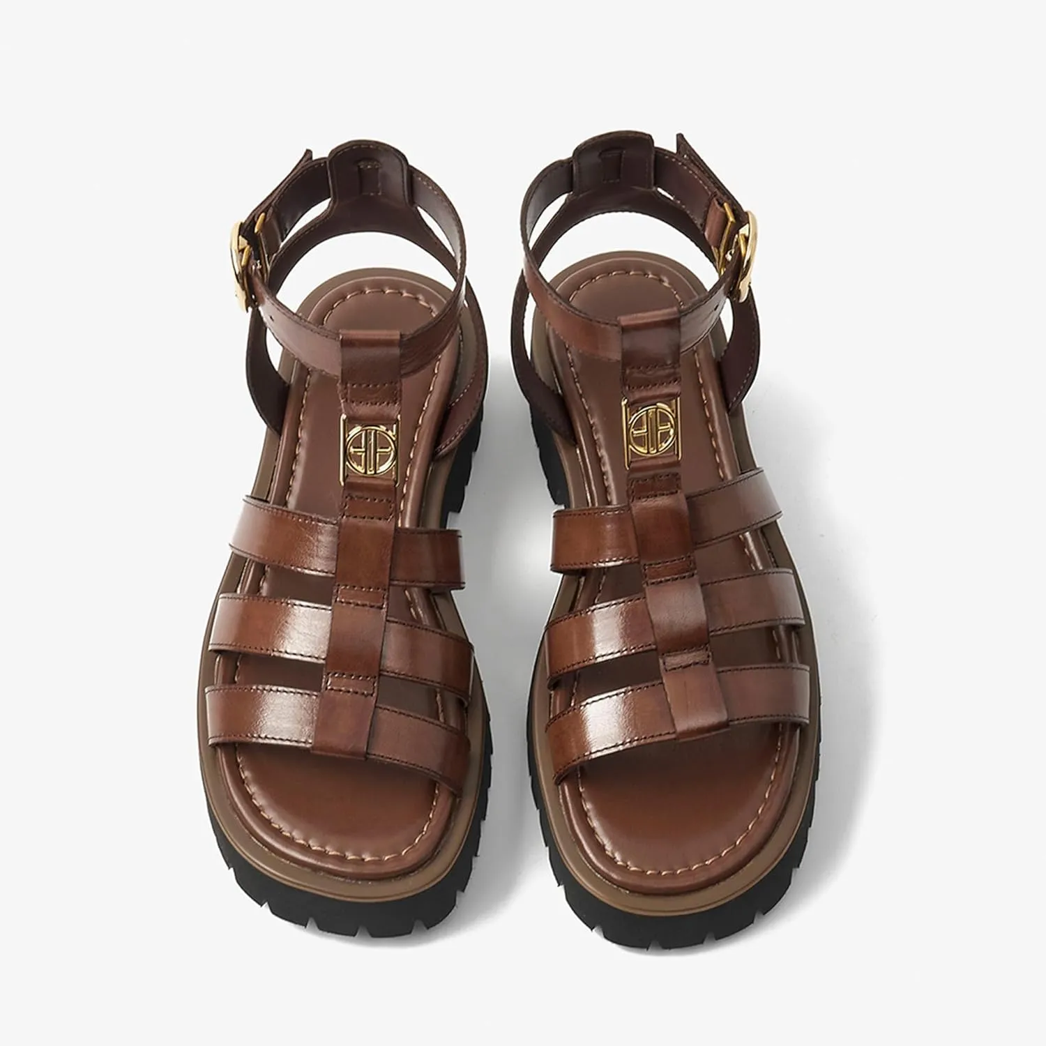 BEAU TODAY Women's Platform Fisherman Sandals, Chunky Gladiator Sandals for Women, Casual Open Toe Leather Sandals, Comfortable Lightweight Dressy Sandals with Ankle Buckle