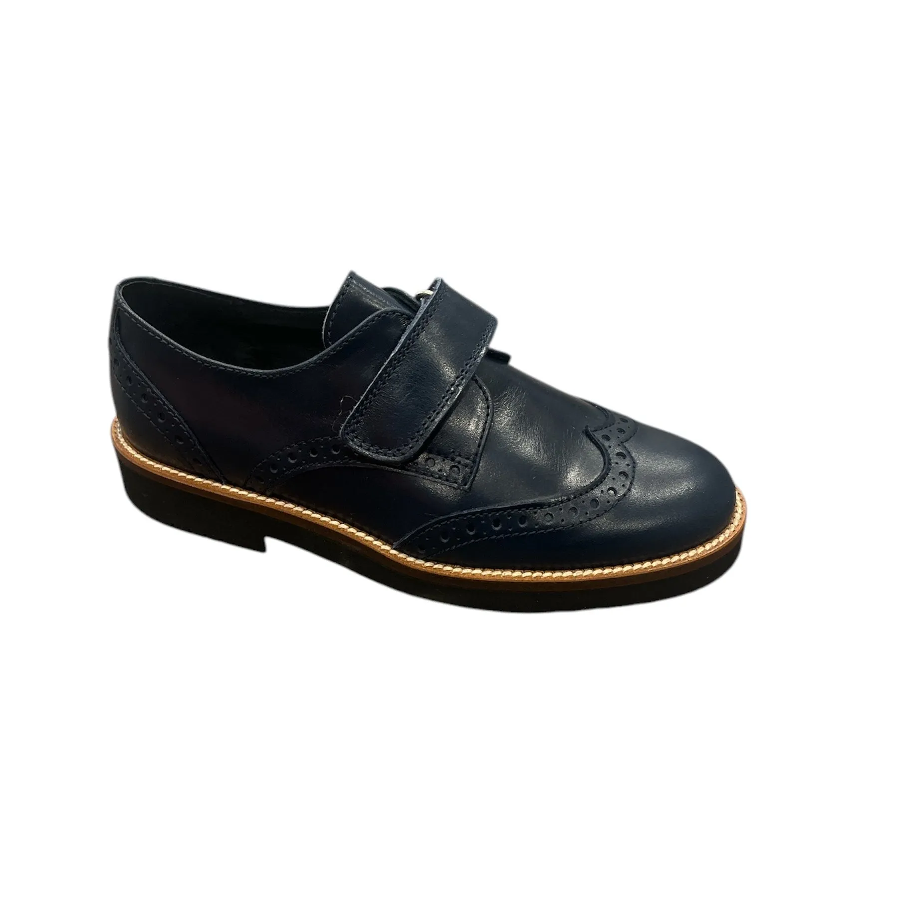 BEBERLIS DYLAN NAVY LEATHER DRESS SHOE VELCRO STRAP