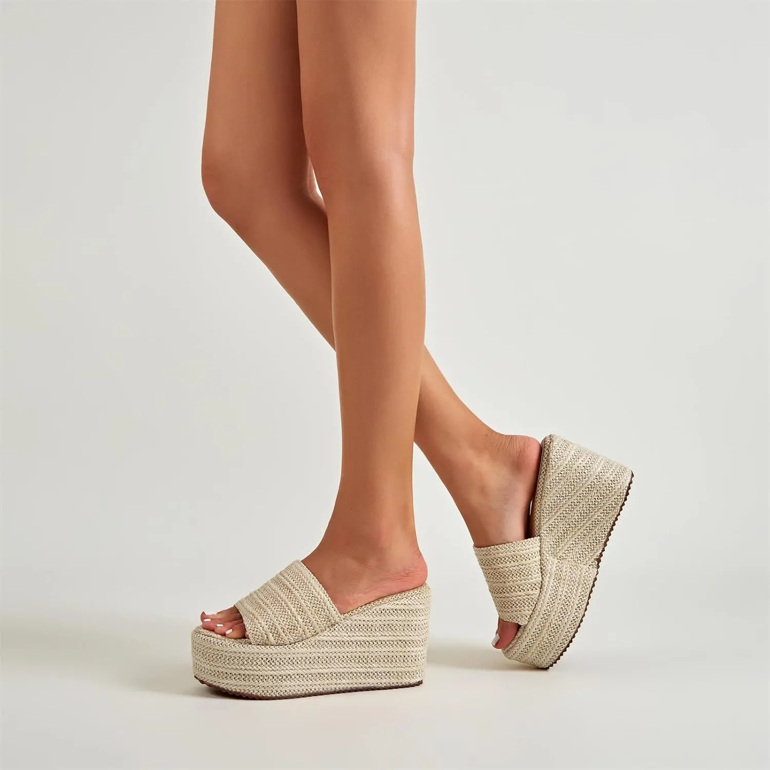 Betastella Women's Platform Espadrille Wedge Sandals Slides Open Toe Summer Slippers Pumps,