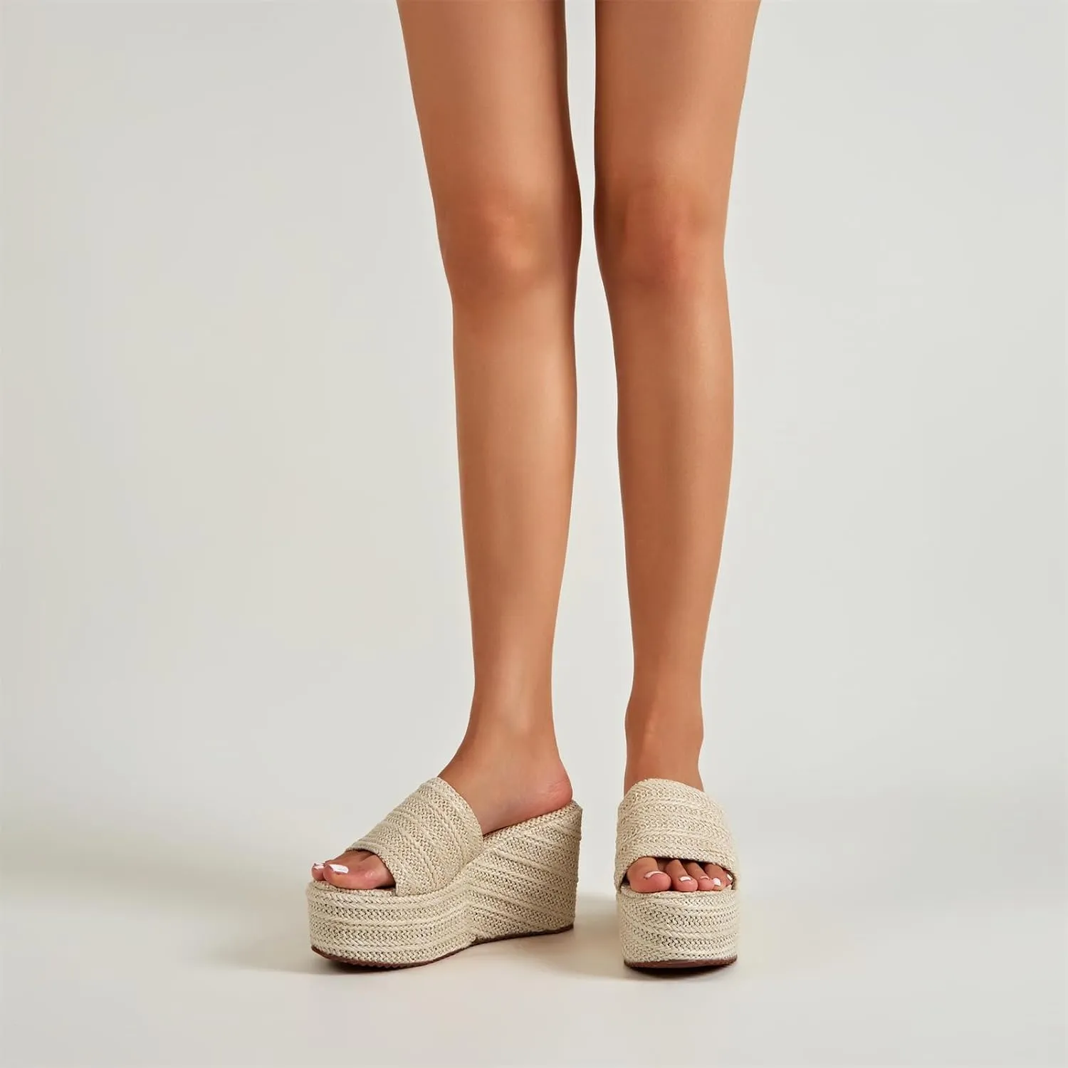 Betastella Women's Platform Espadrille Wedge Sandals Slides Open Toe Summer Slippers Pumps,