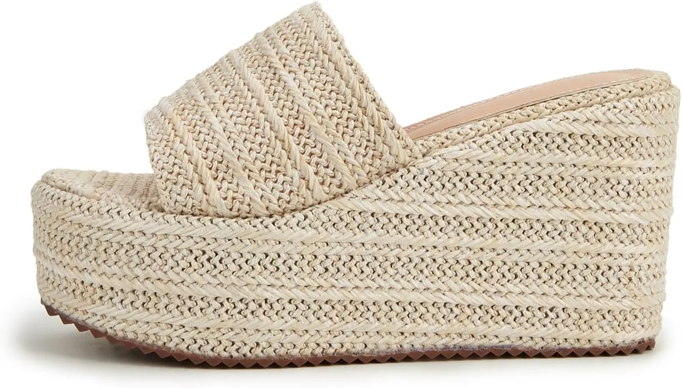 Betastella Women's Platform Espadrille Wedge Sandals Slides Open Toe Summer Slippers Pumps,