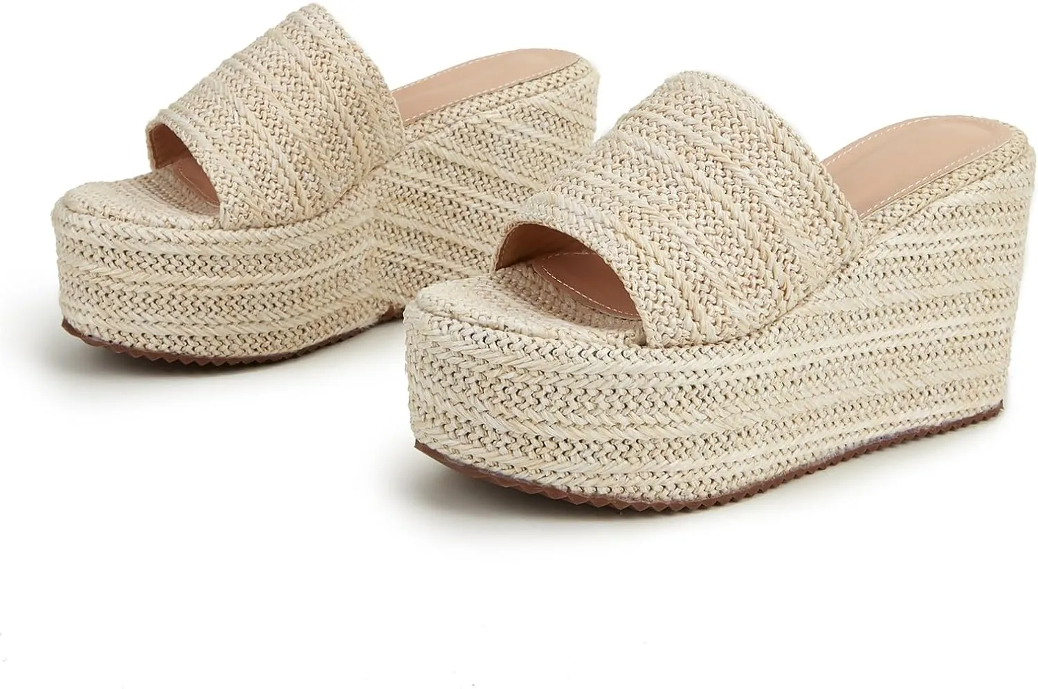 Betastella Women's Platform Espadrille Wedge Sandals Slides Open Toe Summer Slippers Pumps,