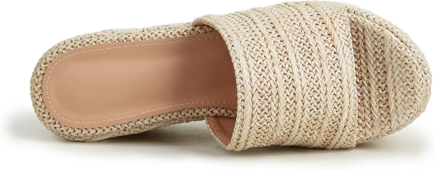 Betastella Women's Platform Espadrille Wedge Sandals Slides Open Toe Summer Slippers Pumps,