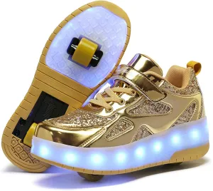 BFOEL Kids Roller Skates Light up Shoes with Double Wheel Shoes LED USB Charging Roller Sneakers for Girls Boys Birthday Christmas Day Best Gift
