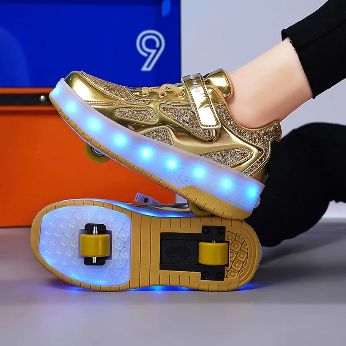 BFOEL Kids Roller Skates Light up Shoes with Double Wheel Shoes LED USB Charging Roller Sneakers for Girls Boys Birthday Christmas Day Best Gift